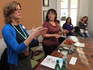 Maureen Fitzgerald of My Daughter's Kitchen meeting with volunteers at the Vetri Foundation. PHOTO: Michael Bryant